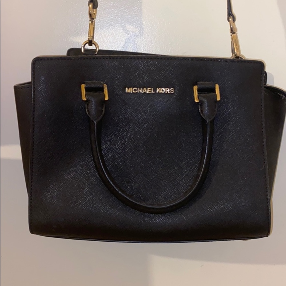 Michael Kors Black Handbag with Gold Accents